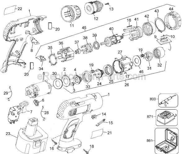 Page A Diagram and Parts List for 2872Q Type 2 Black and Decker Cordless Drill